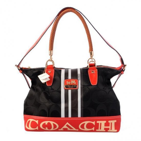 Coach Braided In Signature Large Black Totes BFQ | Women